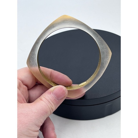 Alexis Bittar Designer Luminous Soft Square Champagne/Gold Bangle Bracelet - Picture 7 of 12
